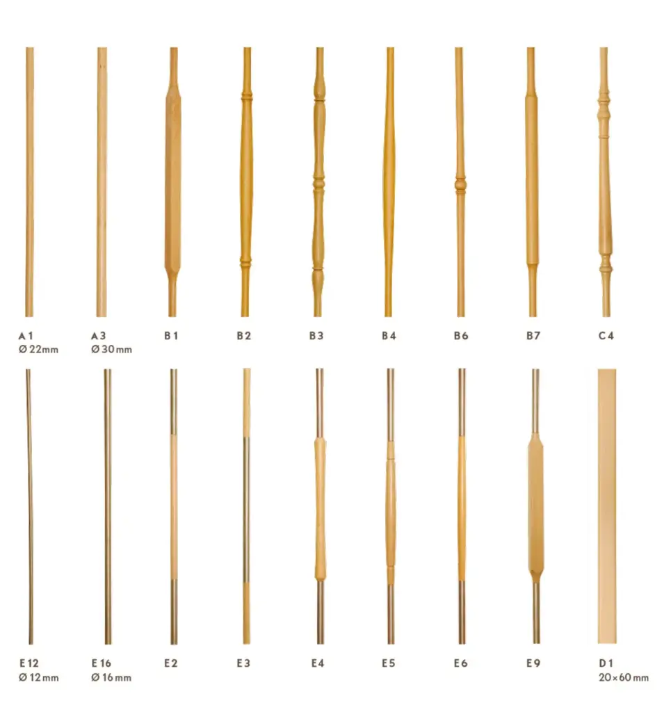 Übersicht verschiedener Geländerstäbe