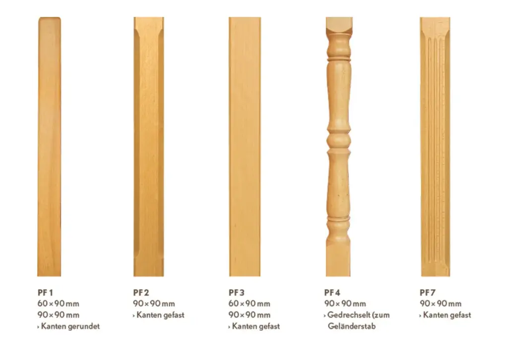 Übersicht verschiedener Holzpfosten